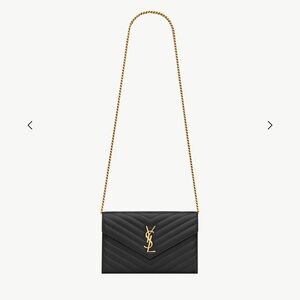 Yves Saint Laurent Black Chevron Crossbody with Gold Chain